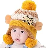 【SEBLES】 ベビー ぼんぼん ミツバチ ニット 帽 スヌード 2点 セット 赤ちゃん 6カ月 ～ 4歳 全5色 サイズ 46cm ～ 52cm クロスセット (ベージュ x イエロー)