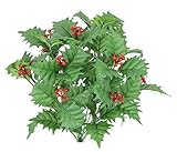 Admired By Nature gpb5811-green 12ステム人工Holly Leaves Berries Mixedブッシュ、グリーン