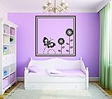 デザインwith Vinyl Rad 725 2 Happy Gardenフレームデザインバタフライ花女の子寝室Teenベビー壁デカール 20 x 20" RAD 725 3 1