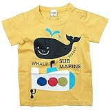 【春夏対応】 CHEEK ROOM(チイクルーム) 製品洗い加工済み42/2天竺半袖クジラTシャツ 95cm/YE NO.B-48105