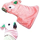 Umora マフラー＆帽子 一体型 うさぎちゃん風 大人用/子供用 キッズ 成人 防寒 防風 冬 可愛い 耳付き 耳覆い 暖かい アウトドア キャップ ネックウォーマー 調節可能（子供用 ピンク）