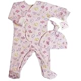 【未熟児】【低出生体重児】【早産児】【NICU】用 ベビー服： 長袖カバーオール 帽子付き ピンクトイ (2300-3000g)