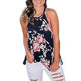 Mokao Ladyホルターネック花柄ブラウスレディースプリントトップススラッシュネックカジュアルトップスシャツTee Tシャツ US サイズ: XL
