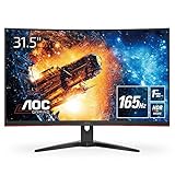 AOC ゲーミング液晶モニター C32G2E/11 (31.5インチ/フルHD/VA/曲面/HDMI/DisplayPort/165Hz/応答速度1ms/HDRエフェクトモード/FreeSync Premium/フリッカーフリー/ローブルーモード)