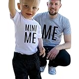 FranterdファミリMatchingシャツ服、パパの& Me Father &ベビー親子半袖文字トップスファミリ服装 グレイ