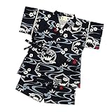 キッズ 男の子 子供 和柄 甚平 日本製 七夕 夏祭り j-71572 80cm ネイビー