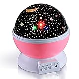 照明ランプ、回転コスモスStarry Night Moon Starプロジェクタ4 LEDビーズ360度プロジェクタ子供ベッドルームランプ ピンク