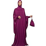 [Bciopll] ラマダン・イード・ムバラクの祈りの服女性のためのドバイ・パキスタンアラビアトルコイスラムイスラム教徒のドレスローブジェラバ Fuchsia One Size
