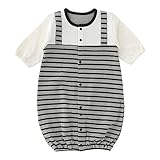 (チャックル) chuckle 重ね着風ボーダー新生児ツーウェイオール【15AW】 グレー 50-60cm P5108-00-00