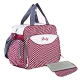 RONGTONGDA 可愛い動物模様マザーズバッグ 多機能外出用ママバッグ ショルダーバッグ 大容量 ベビー用品を一式収納でき おむつ取り換えシート付き ポリエステル製 (レッド)