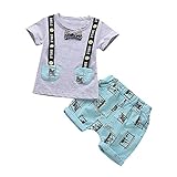 Tovadoo 子供服 ベビー服 男の子 トップス+ズボン 春夏 半袖 ネクタイ柄 バンド付き 欧米 レトロ 多色 可愛い プレゼント 通学 旅行 海遊び 1-3歳