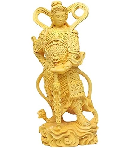 Amazon｜木彫 彫刻 ツゲ 柘植 高さ11cm 韋駄天立像 関羽立像 彫刻仏像