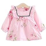 YY-Natuhi ベビー服 子供服 女の子 ワンピース キッズ ドレス 新生児 ボディースーツ ベビー 長袖 ベビースーツ 秋冬 かわいい 綿 花柄 赤ちゃん 入園式 入学式 ピンク (80cm)