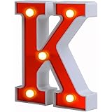 LED字幕文字ランプ, ライトマークアルファベット点灯マーキングテキスト夜間照明電池マーク (K)