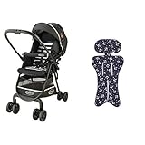 【セット買い】 グレコ ベビーカー シティライトRアップ ボーダーブラック + さらっとマット マリンアンカーNV 純正リバーシブルタイプ
