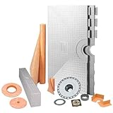 kerdi-shower-kit – 48 " x 48 "トレイ – シャワーキット – センタードレイン – PVCフランジ – オイルはブロンズスチール