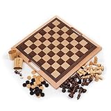 Deluxe Wooden Chess, Checker and Backgammon Set, Brown [並行輸入品]