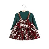 FEVON　ワンピース　 ベビー服　長袖　女の子　赤ちゃん　女児　春秋　2点セット　ニットセーター　サロペットスカート　花柄　おしゃれ　可愛い　子供ドレス　幼児　キッズ　ガールズ　新生児　通園 通学　