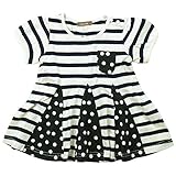 《春夏対応》 nico hrat(ニコフラート) 製品洗い加工済み 42/2天竺半袖水玉ボーダーチュニック 110cm /BK NO.B-270108