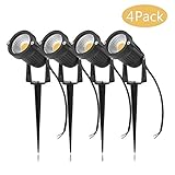 12V 5W LEDスポットライト COB防水芝生ライト アウトドアライト ガーデンライト 屋外照明 装飾用 (4個セット)