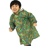キッズフォーレ Kids Foret レインコート 乗り物 手提げ袋付き (L(120cm), 働く乗り物グリーン)