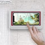 スマホ お風呂 防水ケース 壁掛け スマホスタンド 防水 強力粘着 タッチ快適 お風呂/キッチン/ラック/浴室/洗面所/トイレ用 iPhone シャワー電話ホルダー 角度調整可能 6.8インチ以下対応 白い