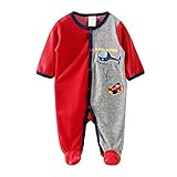 泥Kingdom Baby Boys 'ベルベットFootedロンパース長袖 カラー: レッド