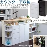 カウンター下収納 チェスト 幅40cm チェスト 薄型/ホワイト
