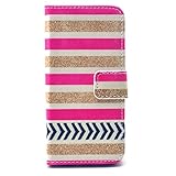 UNEXTATI iPhone 5C 手帳型 ケース 高品質 PUレザー カード収納ケース カバー 耐衝撃 全面保護 防塵 スタンド機能 Apple iPhone5cケース Case (ピンク, P8