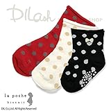 (ラポシェビスキュイ) La poche biscuitクルーソックス（ドット）/ 秋 L(19～21cm) レッド