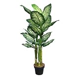 光触媒・人工観葉植物 ディフェンバキア 120cm 黒(鉢の色)