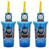 Zak 。( 3パック)トーマスTheタンクエンジン15oz Sip Bottles withストローBPAフリープラスチックタンブラーカップ