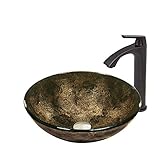 VIGO Sintra Glass Vessel Bathroom Sink and Linus Vessel Faucet with Pop Up, Antique Rubbed Bronze [並