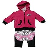 Bon Bebeベビー女の子用フクシアブラックTop Leopard Onesie 3 Pcパンツセット3 – 9 M カラー: パープル