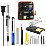 TSECO はんだこて 電子式半田こてセット DIY作業工具 電子作業ツール 温度調節可能 ダイヤル式 交換コテ先付 収納ケース付 はんだ吸い取り器付き 60W 110V 14セット