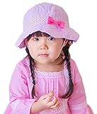 (スマイル ワキキ)Smile YKK ボーダー バケット ハット キッズ サファリハット 女の子 ベビー帽子 日よけ 赤ちゃん 顎紐 52