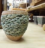 ストーンポット 【植木鉢】 ピンク×グリーン 　Sサイズ■約20ｃｍ
