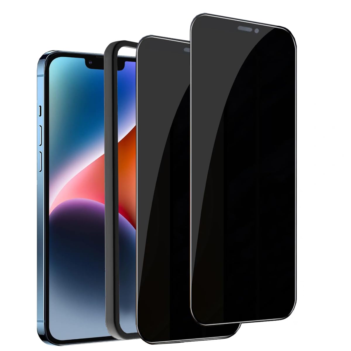 ROZWOS 覗き見防止フィルム iPhone 13 用 ガラスフィルム 左右覗き見防止 180°覗き見防止対応(2枚入り) | いPhone 13 全面保護フィルム アイフォン 13 覗き見防止高透過率 耐衝撃 硬度9H 気泡防止 指紋防止 飛散防