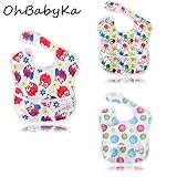 OHBABYKAスタイ よだれかけ スーパービブ お食事エプロン 防水 袖なし 保育園 お食事用防水ビブ 女の子 男の子 ベビーロンパース3点セット (SZY050713)
