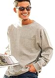 [キャバリア] メンズ 長袖 Tシャツ クルーネック ビッグシルエット USA 無地 厚手 CAJP18-01 44(M) GRY(グレー)