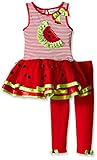 Rare Editions Little Girls' Watermelon Applique Tutu Legging Set Red/White 6X [並行輸入品]