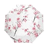 Naanle Watercolor Pink Sakura Cherry blossom Auto Open Close Foldable Travel Umbrella