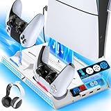 【PS5/新型 PS5 Slim対応】新型 PS5 Slim 縦置き 冷却 スタンド 自動/手動モードで風速調整 PS5 コントローラー 充電器 2台同時充電 充電指示ランプ付 2つ隠しケーブル PS5/PS5スリム通常版とデジタル版両対応 PS5 周辺機器 ブラック