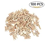 Tenn Well Mini Clothespins 100パック1インチ長天然木製フォトクリップ工芸品、ホーム装飾、パーティー