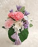 プリザーブドフラワー 小さめの 仏花 お仏壇 お供え 桃色 の 想い バラ アレンジ 花瓶付