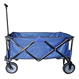 コンパクトキャリーワゴン 折りたたみ式 ネイビー 全4色 耐荷重90kg 大容量123L 両足ロック付き [並行輸入品]