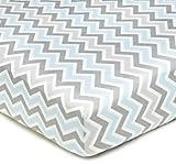 American Baby Company 100% Cotton Percale Fitted Crib Sheet, Blue Zigzag by American Baby Company [並