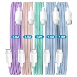 For Phone15 充電ケーブル タイプC 【1.8M 5本入り 60W PD対応 】USB-C to USB-Cケーブル for Phone15 シリーズ 高速データ転送 Type-C ケーブル 3A急速充電 For Phone 15 充電ケーブル For Pad 4/6/10、Galaxy、HUAWEなど機器対応