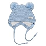 (よキーよ)Yokeeyo ニット帽 毛糸 ボンボン付き 耳当て 新生児帽子 ベビー用帽 赤ちゃん キッズ 帽子 男の子 女の子 男女児 秋冬 防寒 防風 スタイリッシュ