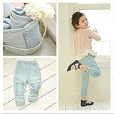 【 韓国スタイル子供服】 秋 キッズ長ズボン♪女の子デニム柔らかい優しい ジーンズ長ズボン90/100/110/120/130/ light-blue,120